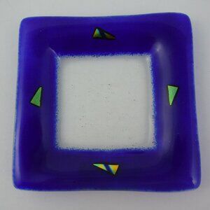 Kiln Art Fused Glass w Dichroic Accents Side Plate Trinket Dish